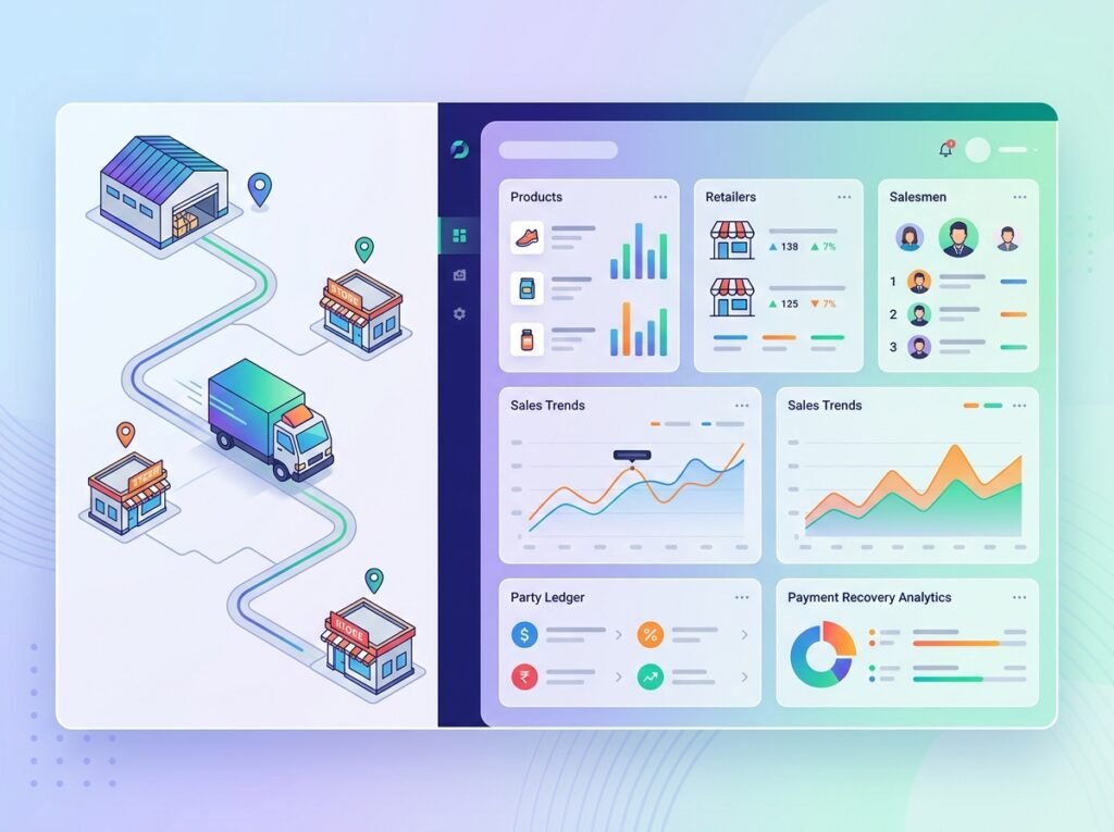 Distribution Management Software: Routes, Retailers, Salesmen and Recovery